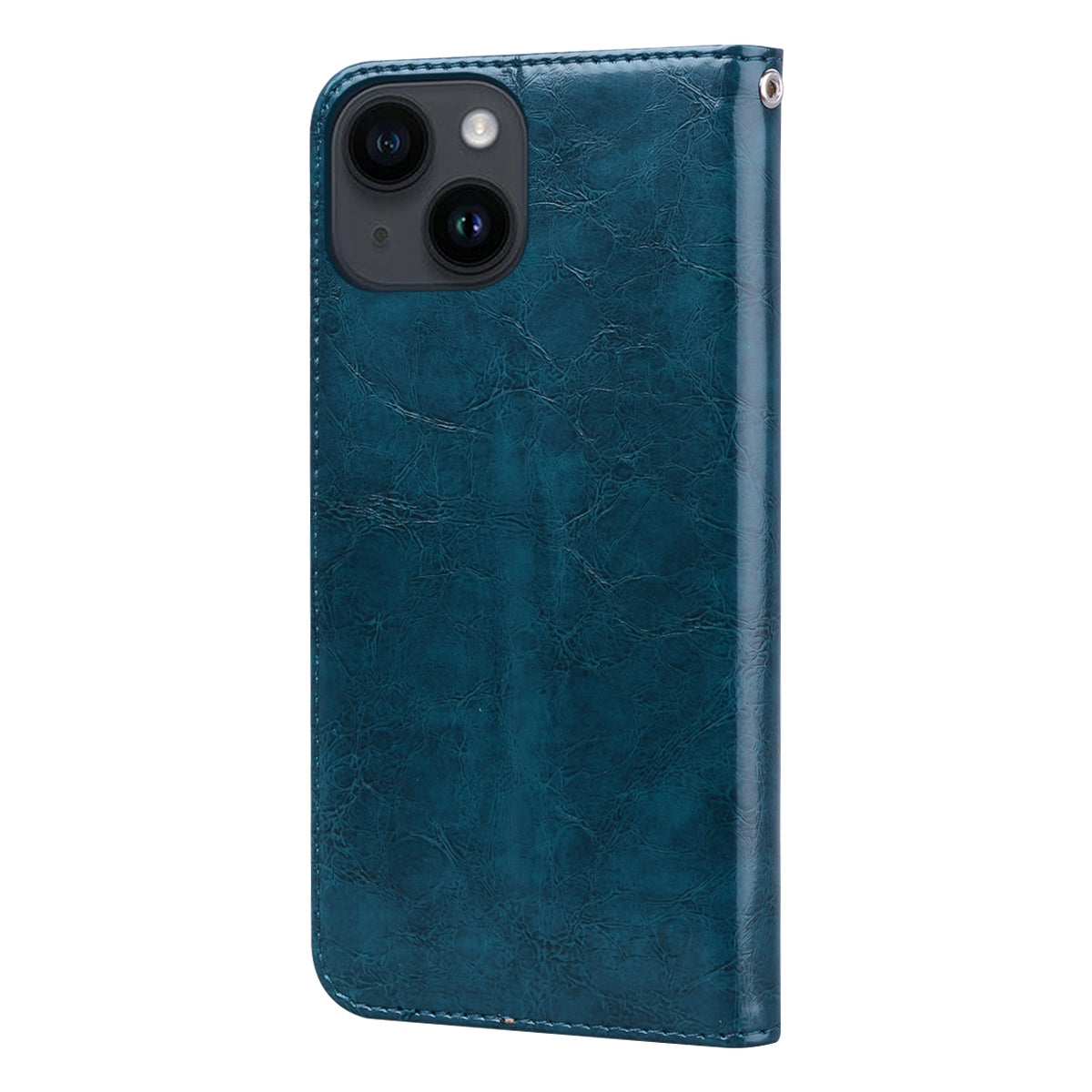 ELECTROPRIME Oil Wax Texture Shockproof Flip Leather Phone Case For iPhone 15(Blue)