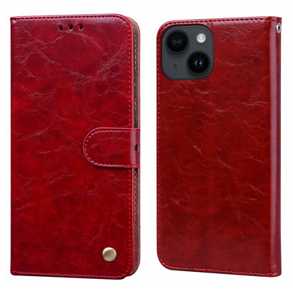ELECTROPRIME Oil Wax Texture Shockproof Flip Leather Phone Case For iPhone 15(Red)