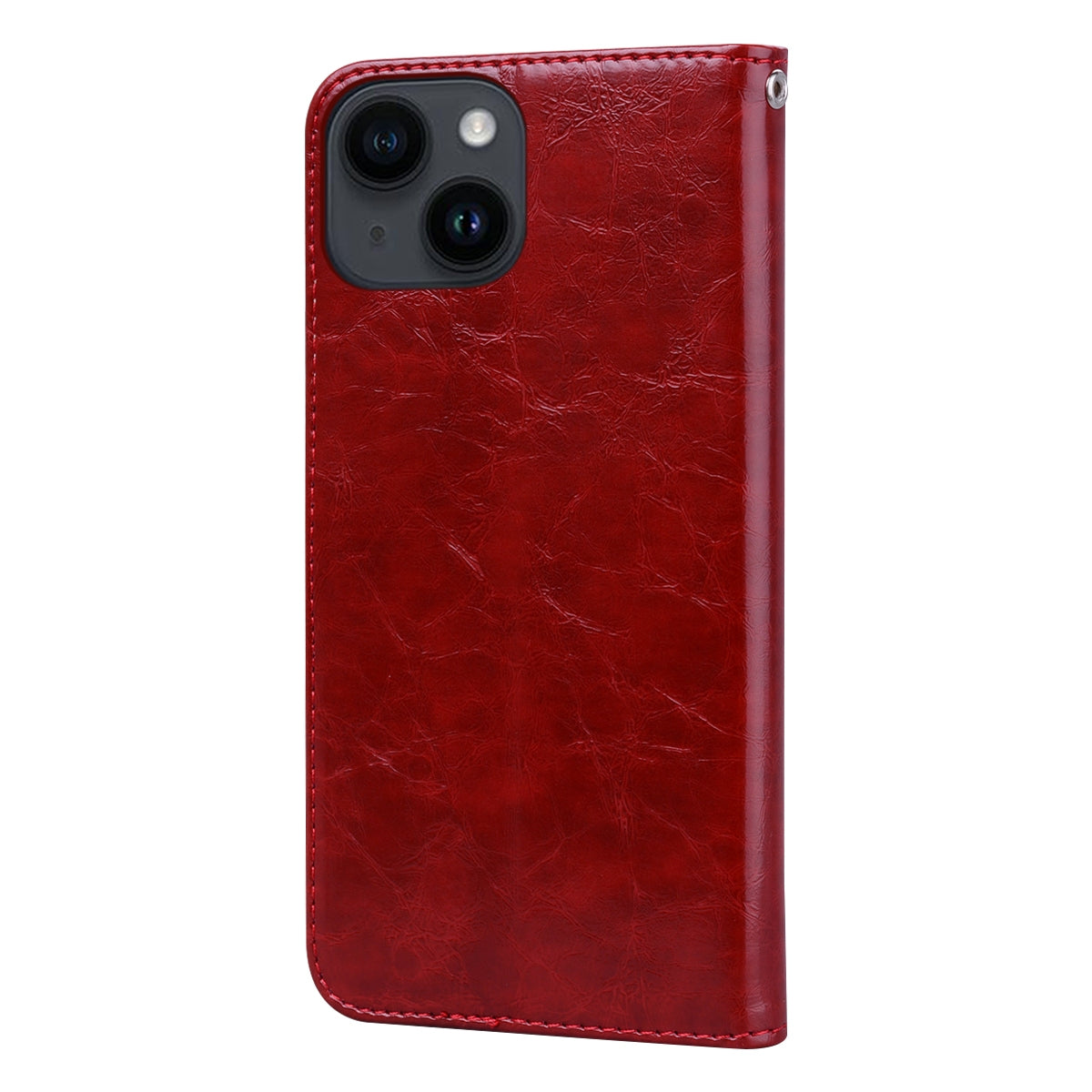 ELECTROPRIME Oil Wax Texture Shockproof Flip Leather Phone Case For iPhone 15(Red)