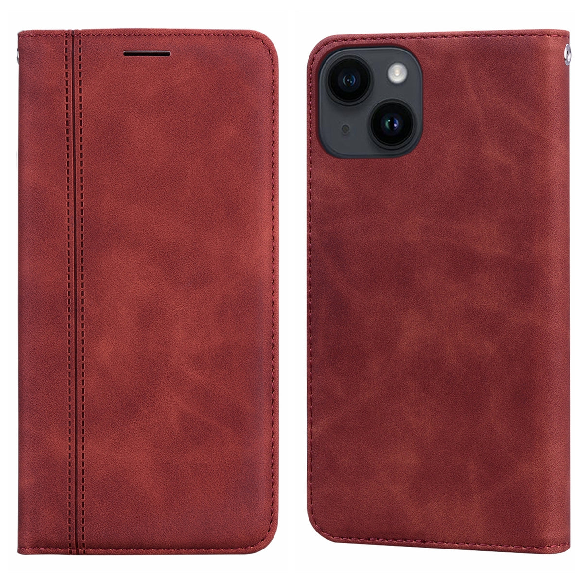 ELECTROPRIME For iPhone 15 Frosted Business Magnetic Horizontal Flip PU Phone Case(Brown)
