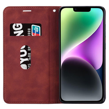 ELECTROPRIME For iPhone 15 Frosted Business Magnetic Horizontal Flip PU Phone Case(Brown)