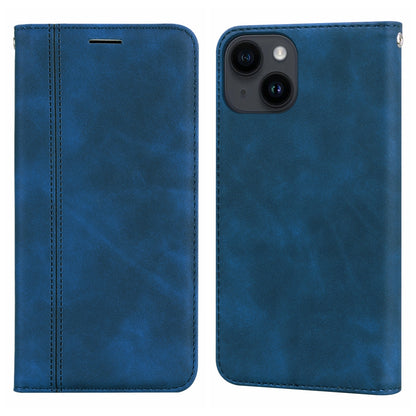 ELECTROPRIME For iPhone 15 Frosted Business Magnetic Horizontal Flip PU Phone Case(Blue)