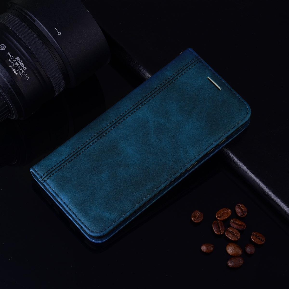 ELECTROPRIME For iPhone 15 Frosted Business Magnetic Horizontal Flip PU Phone Case(Blue)