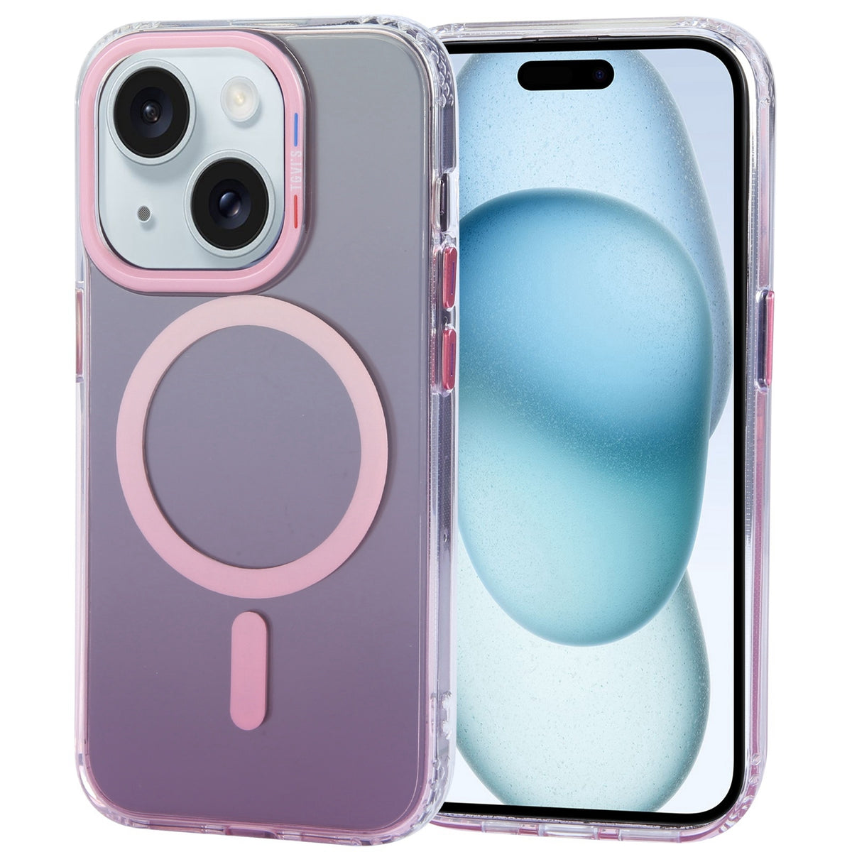 ELECTROPRIME For iPhone 15 TGVIS Aurora Series MagSafe Magnetic Phone Case(Gradient Pink)