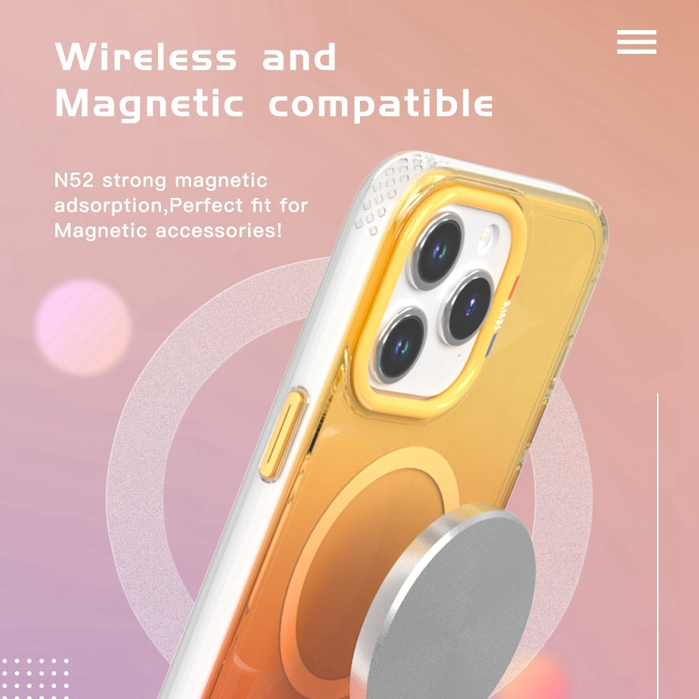 ELECTROPRIME For iPhone 15 TGVIS Aurora Series MagSafe Magnetic Phone Case(Gradient Orange)