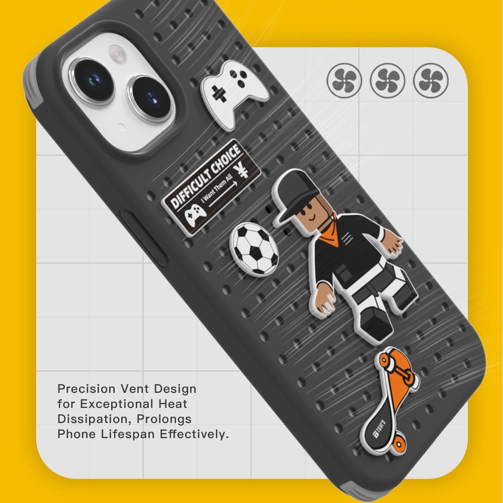 ELECTROPRIME For iPhone 15 TGVIS Cool Series Heat Dissipation Phone Case(Black)