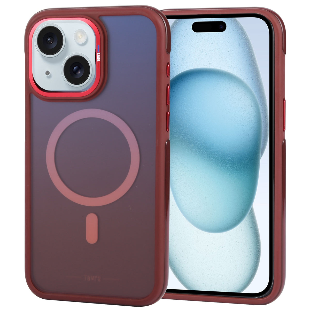 ELECTROPRIME For iPhone 15 TGVIS Vigor Series Airbag MagSafe Magnetic Phone Case(Gradient Red)