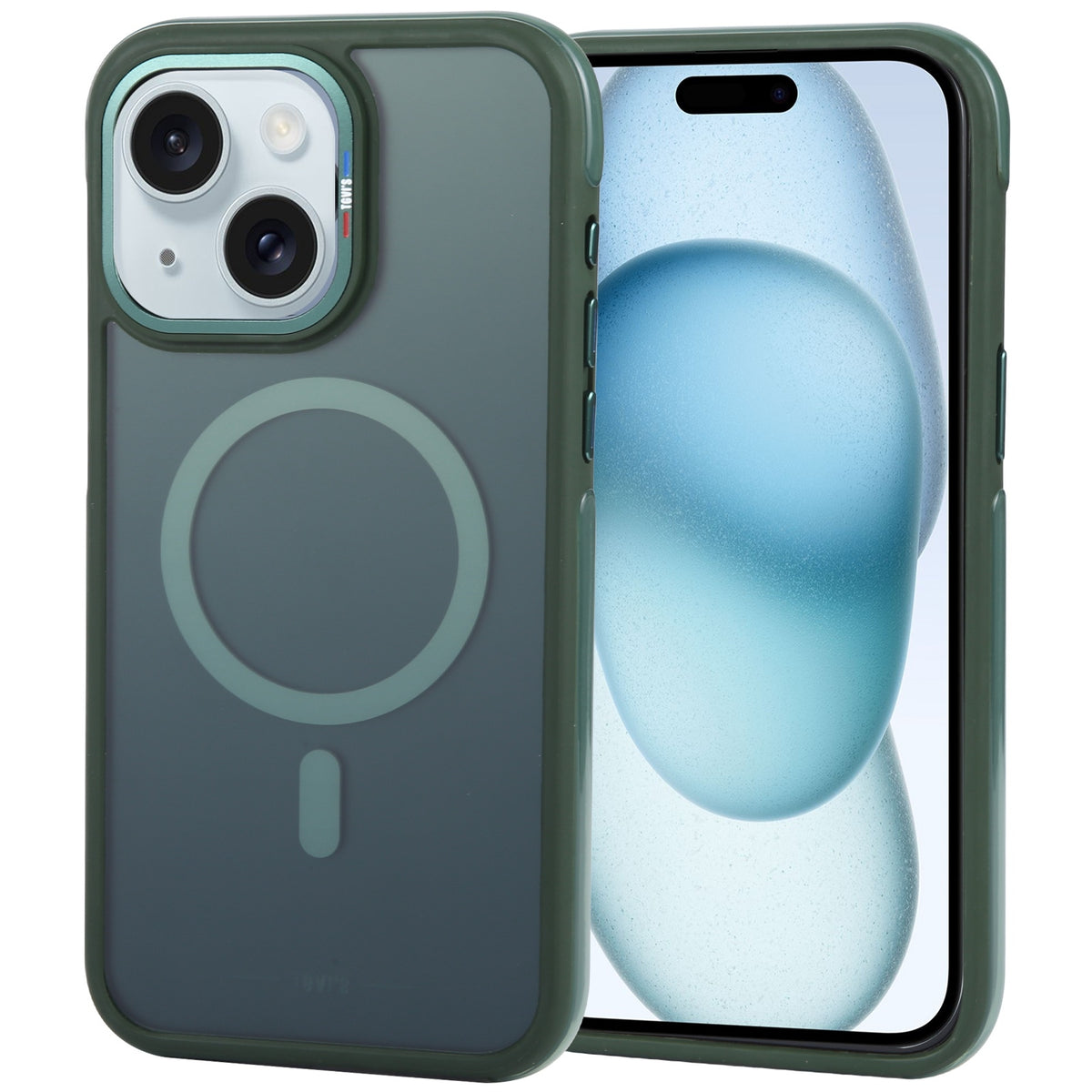 ELECTROPRIME For iPhone 15 TGVIS Vigor Series Airbag MagSafe Magnetic Phone Case(Gradient Green)