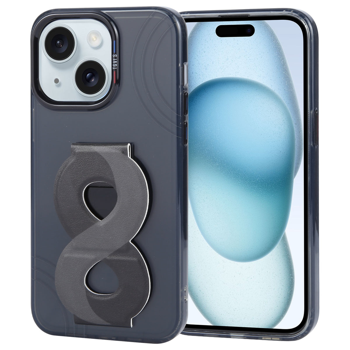 ELECTROPRIME For iPhone 15 TGVIS Art Series Folding Holder Phone Case(Black)