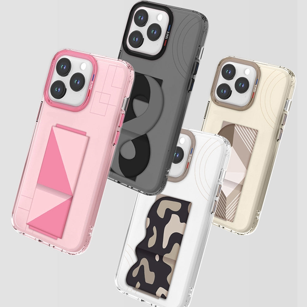 ELECTROPRIME For iPhone 15 TGVIS Art Series Folding Holder Phone Case(White)