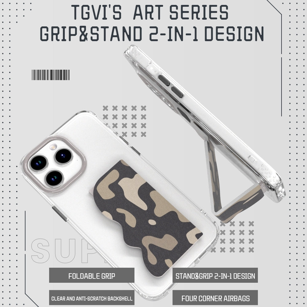 ELECTROPRIME For iPhone 15 TGVIS Art Series Folding Holder Phone Case(Gold)