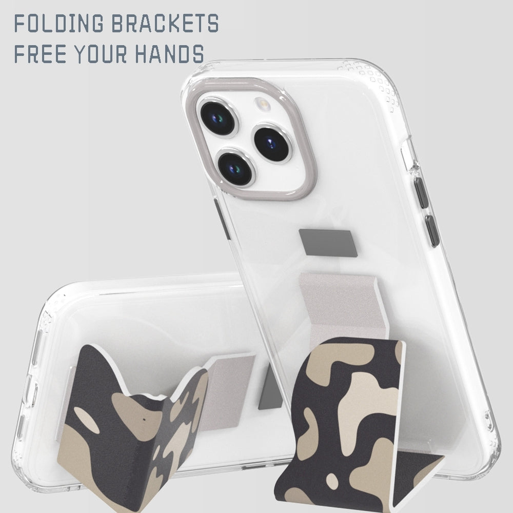 ELECTROPRIME For iPhone 15 TGVIS Art Series Folding Holder Phone Case(White)