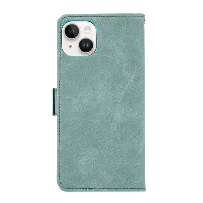 ELECTROPRIME For iPhone 15 Plus ABEEL Frosted Magnetic RFID Leather Phone Case(Cyan)