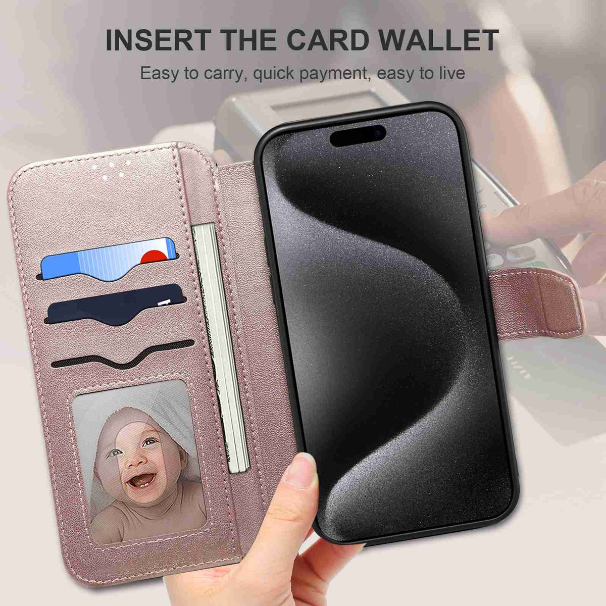 ELECTROPRIME For iPhone 15 ESEBLE E1 Nappa Texture MagSafe Holder Leather Phone Case(Rose Gold)
