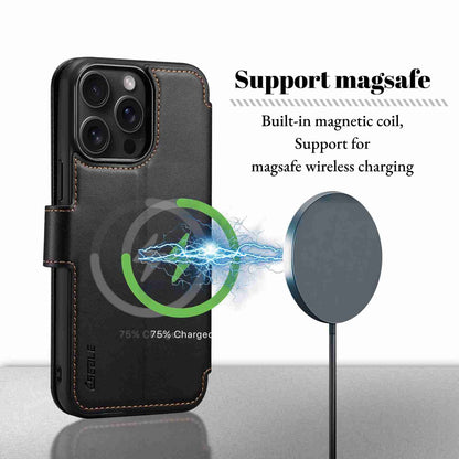 ELECTROPRIME For iPhone 15 ESEBLE E1 Nappa Texture MagSafe Holder Leather Phone Case(Black)