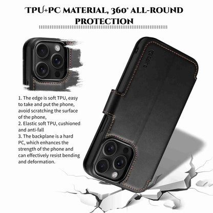 ELECTROPRIME For iPhone 15 ESEBLE E1 Nappa Texture MagSafe Holder Leather Phone Case(Black)