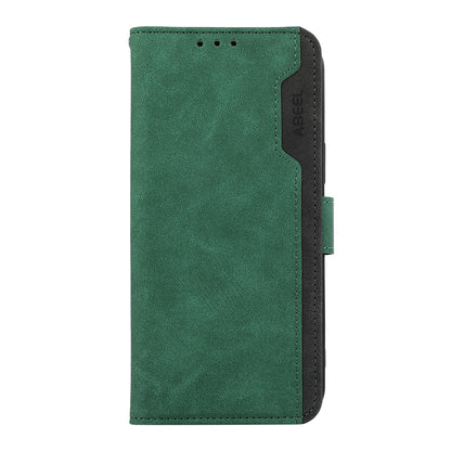 ELECTROPRIME For iPhone 15 Plus ABEEL Color Block Magnetic RFID Leather Phone Case(Green-Black)