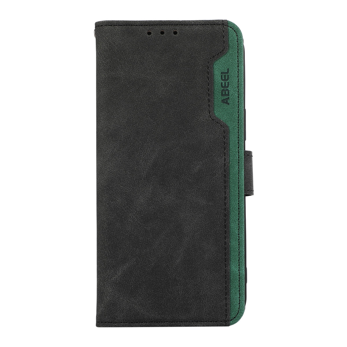 ELECTROPRIME For iPhone 15 ABEEL Color Block Magnetic RFID Leather Phone Case(Black-Green)