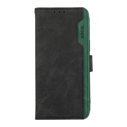 ELECTROPRIME For iPhone 15 ABEEL Color Block Magnetic RFID Leather Phone Case(Black-Green)