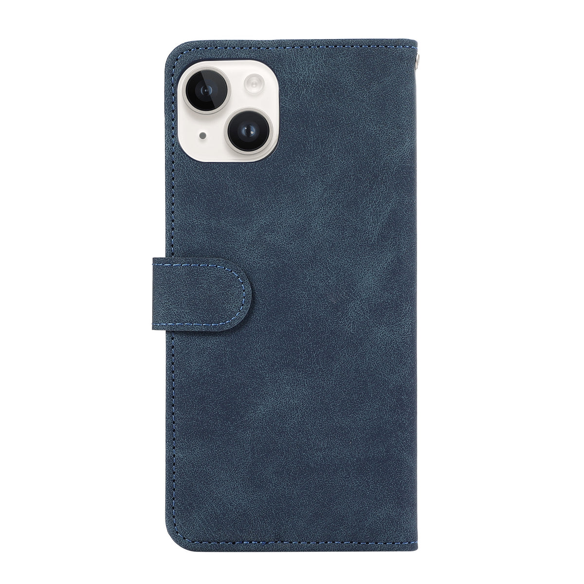 ELECTROPRIME For iPhone 15 ABEEL Color Block Magnetic RFID Leather Phone Case(Blue-Brown)