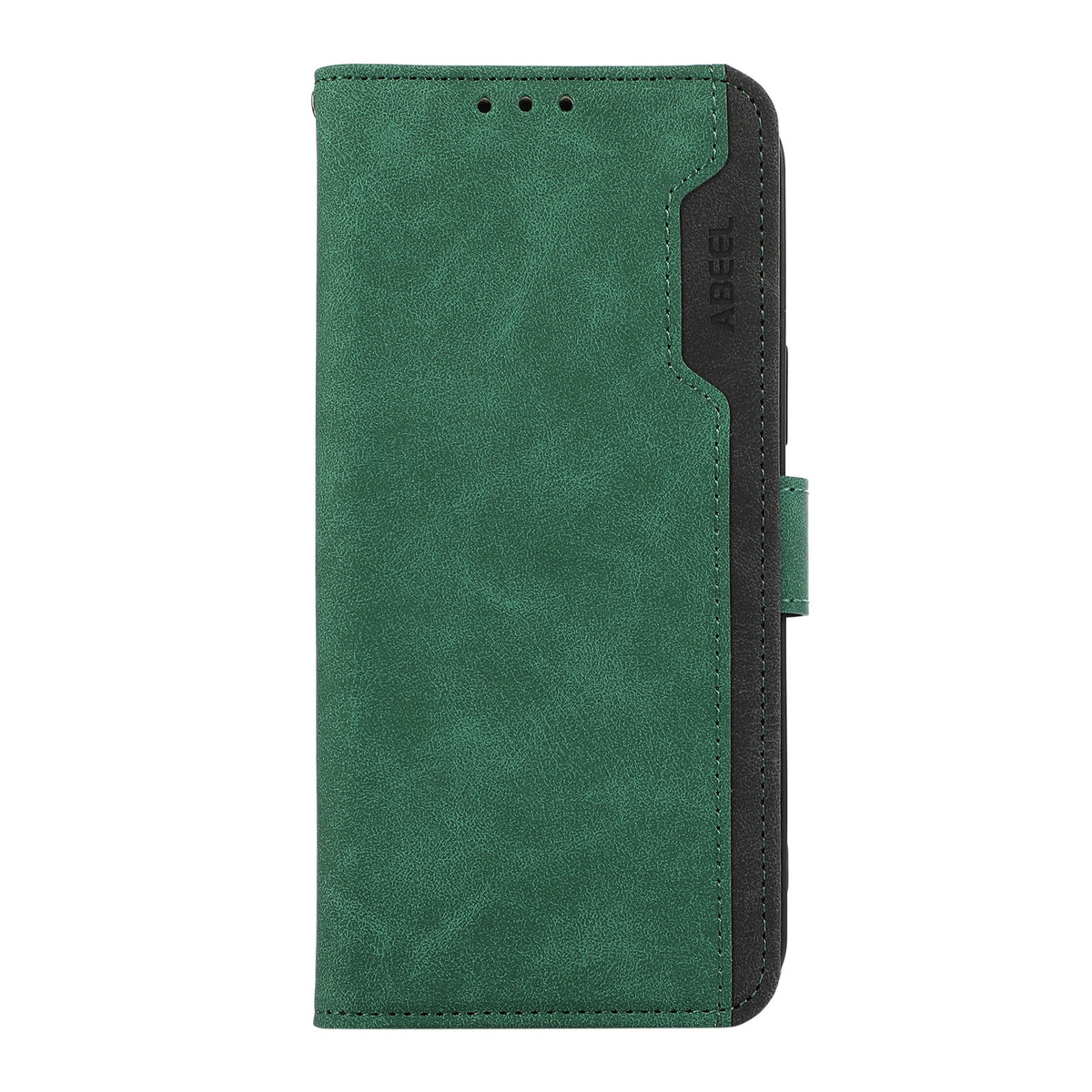 ELECTROPRIME For iPhone 15 ABEEL Color Block Magnetic RFID Leather Phone Case(Green-Black)