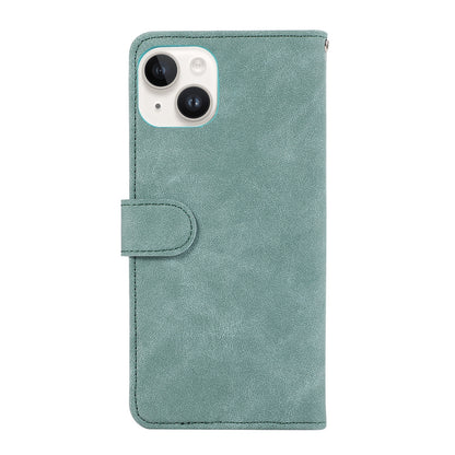 ELECTROPRIME For iPhone 15 ABEEL Color Block Magnetic RFID Leather Phone Case(Cyan-Pink)