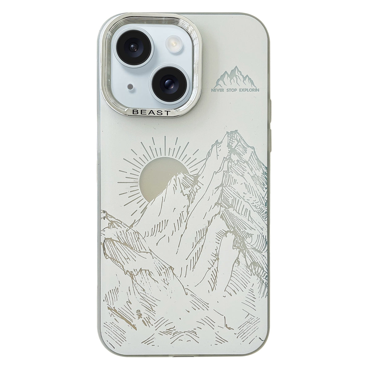 ELECTROPRIME For iPhone 15 2 in 1 Aurora Electroplating Frame Phone Case(Sunrise White)