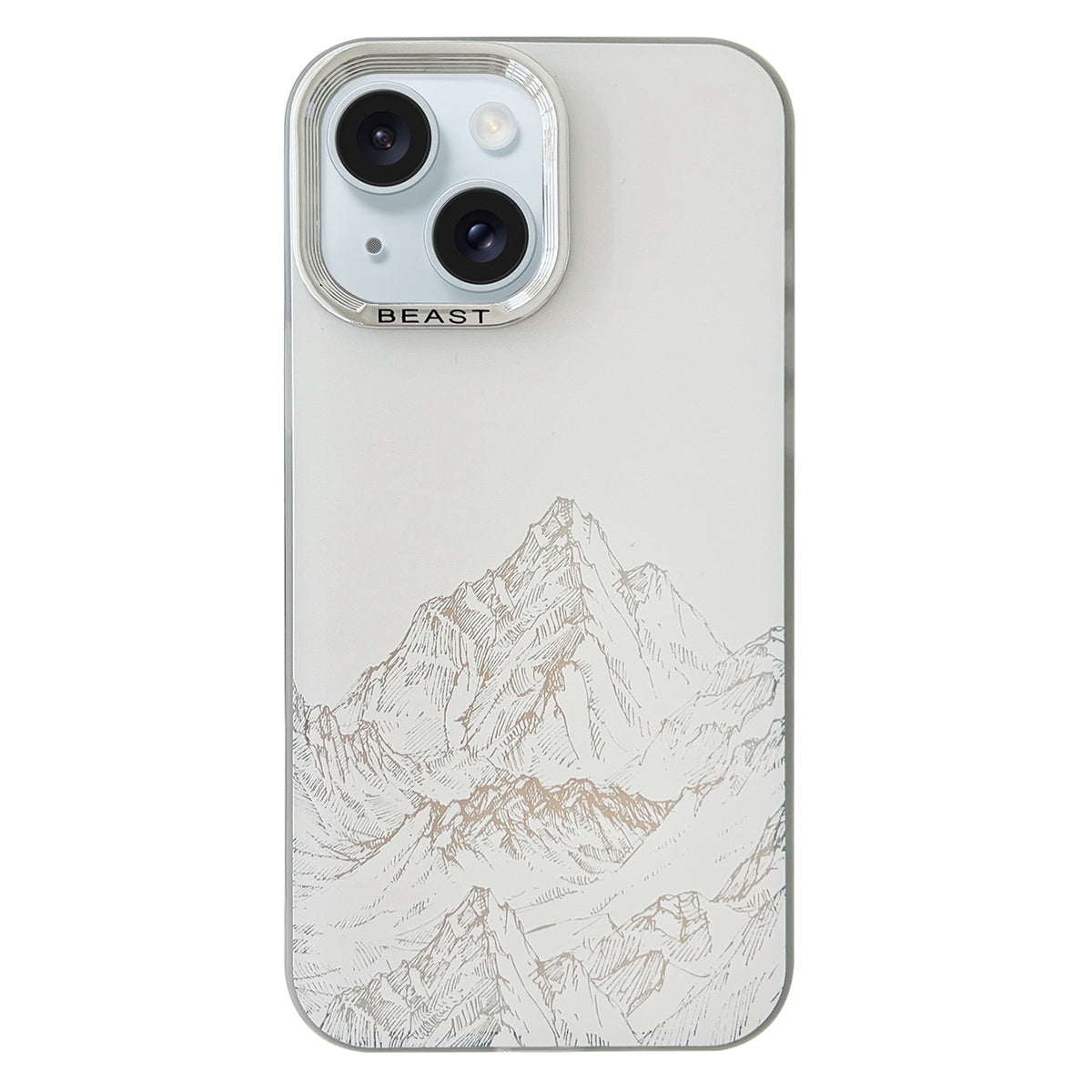 ELECTROPRIME For iPhone 15 2 in 1 Aurora Electroplating Frame Phone Case(Snowy Mountains White)