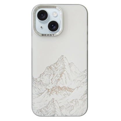 ELECTROPRIME For iPhone 15 2 in 1 Aurora Electroplating Frame Phone Case(Snowy Mountains White)