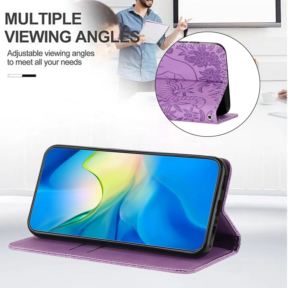 ELECTROPRIME For iPhone 15 Retro Elephant Embossed Leather Phone Case(Purple)