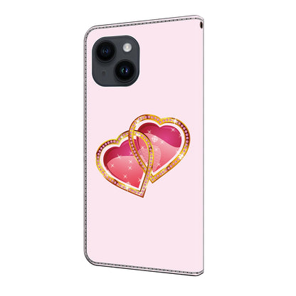 ELECTROPRIME For iPhone 15 Crystal Painted Leather Phone case(Love Peach)
