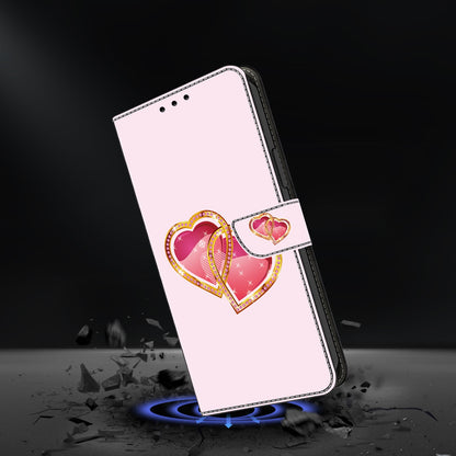 ELECTROPRIME For iPhone 15 Crystal Painted Leather Phone case(Love Peach)