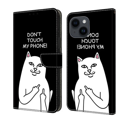 ELECTROPRIME For iPhone 15 Crystal Painted Leather Phone case(Dont Touch My Phone)