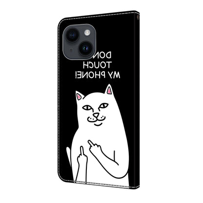 ELECTROPRIME For iPhone 15 Crystal Painted Leather Phone case(Dont Touch My Phone)
