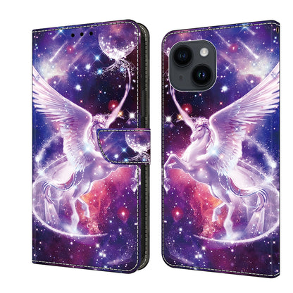 ELECTROPRIME For iPhone 15 Crystal Painted Leather Phone case(Unicorn)
