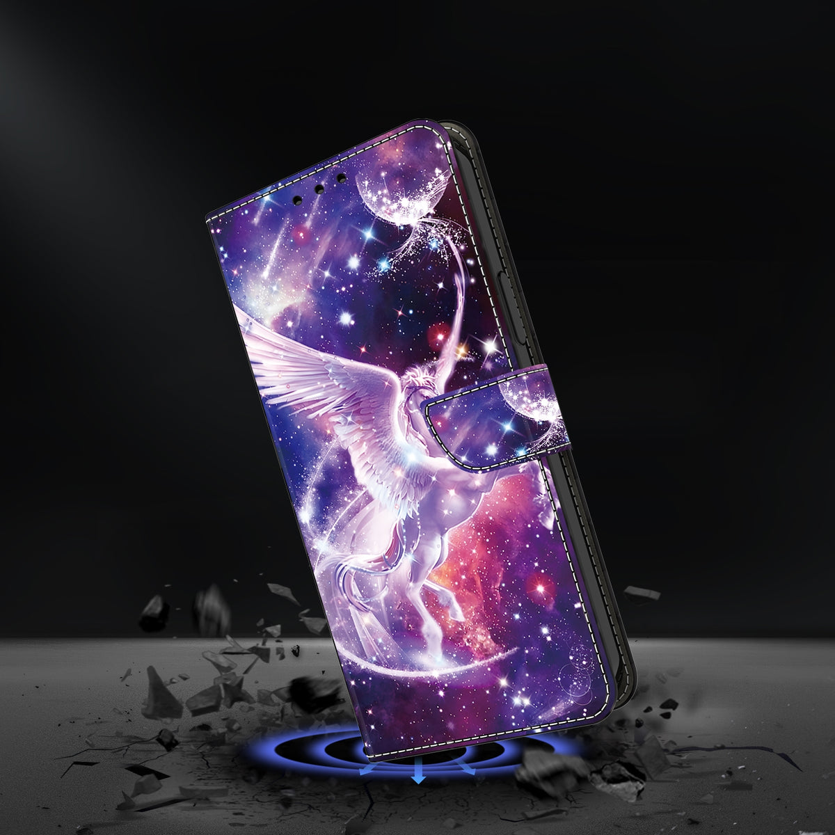 ELECTROPRIME For iPhone 15 Crystal Painted Leather Phone case(Unicorn)