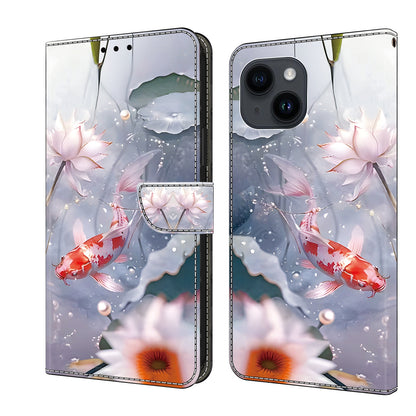 ELECTROPRIME For iPhone 15 Crystal Painted Leather Phone case(Koi)