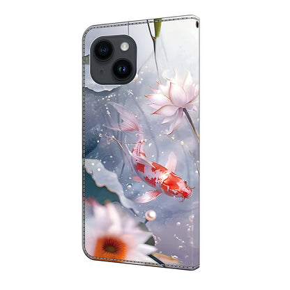 ELECTROPRIME For iPhone 15 Crystal Painted Leather Phone case(Koi)