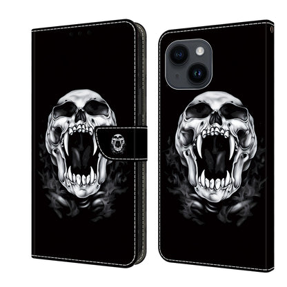 ELECTROPRIME For iPhone 15 Crystal Painted Leather Phone case(Skull)
