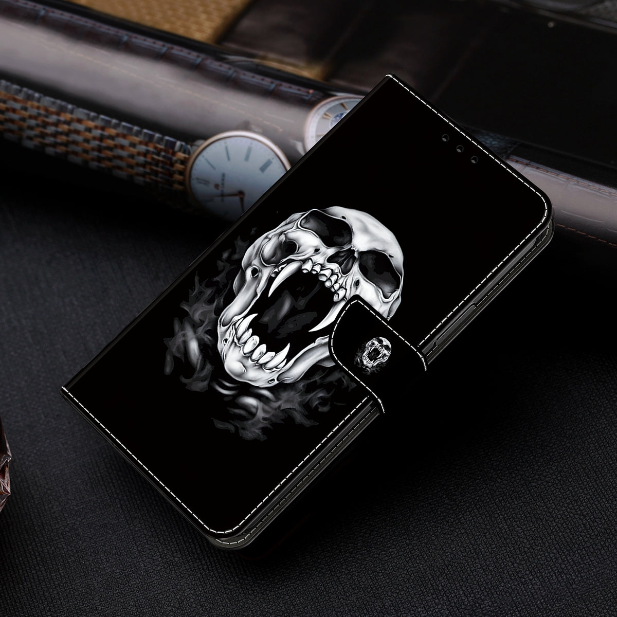 ELECTROPRIME For iPhone 15 Crystal Painted Leather Phone case(Skull)