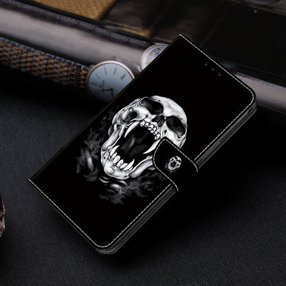 ELECTROPRIME For iPhone 15 Crystal Painted Leather Phone case(Skull)