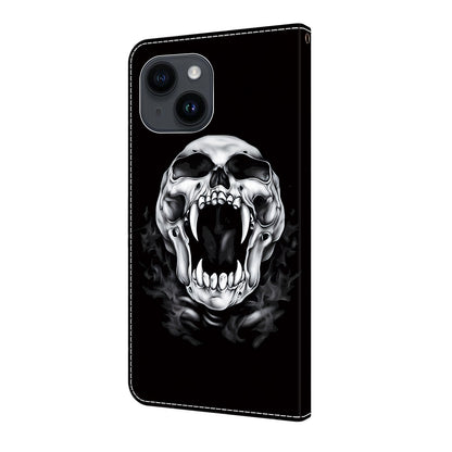 ELECTROPRIME For iPhone 15 Crystal Painted Leather Phone case(Skull)