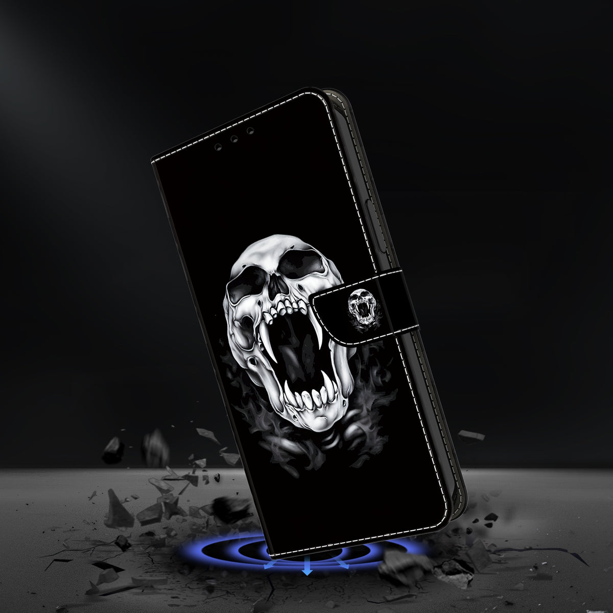 ELECTROPRIME For iPhone 15 Crystal Painted Leather Phone case(Skull)