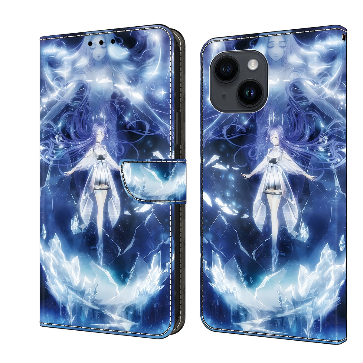 ELECTROPRIME For iPhone 15 Crystal Painted Leather Phone case(Magic Fairy)