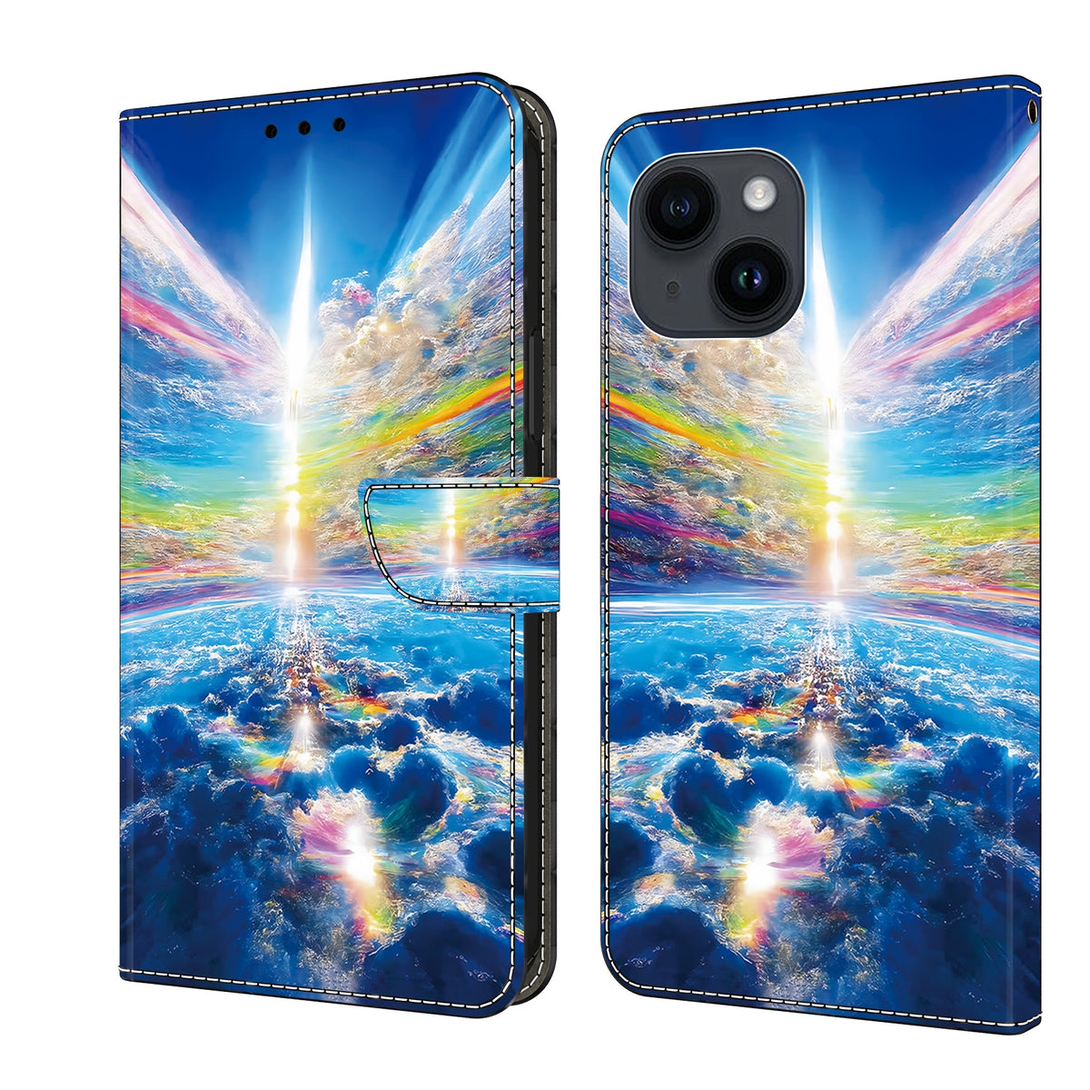 ELECTROPRIME For iPhone 15 Crystal Painted Leather Phone case(Colorful Sky)