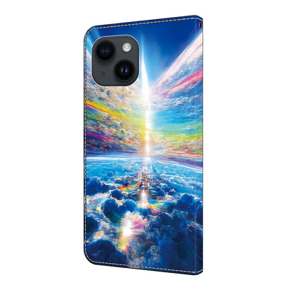 ELECTROPRIME For iPhone 15 Crystal Painted Leather Phone case(Colorful Sky)