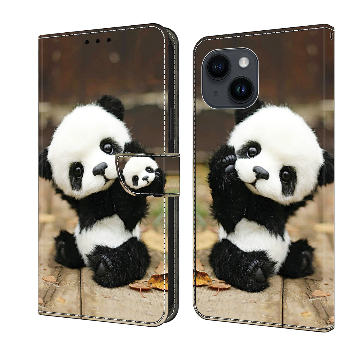 ELECTROPRIME For iPhone 15 Crystal Painted Leather Phone case(Panda)