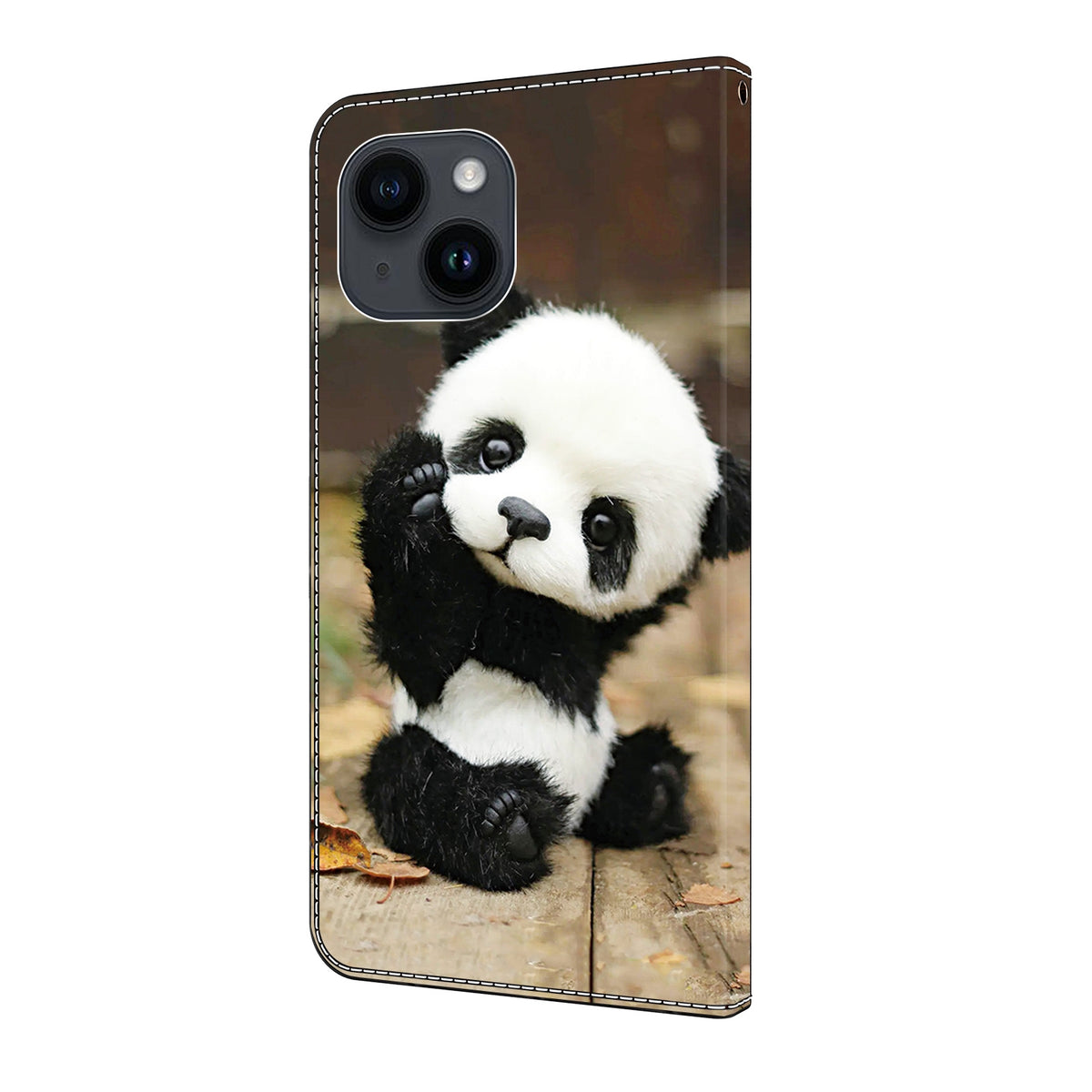 ELECTROPRIME For iPhone 15 Crystal Painted Leather Phone case(Panda)