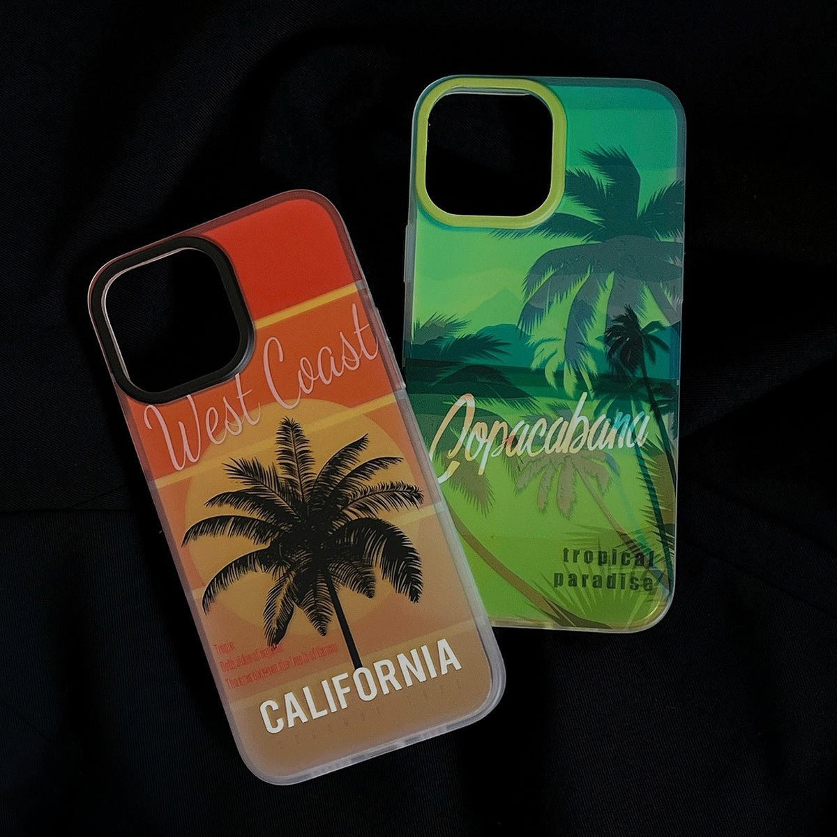 ELECTROPRIME For iPhone 15 Beach Coconut Dual-side Laminating Laser Frosted Phone Case(Red Yellow)