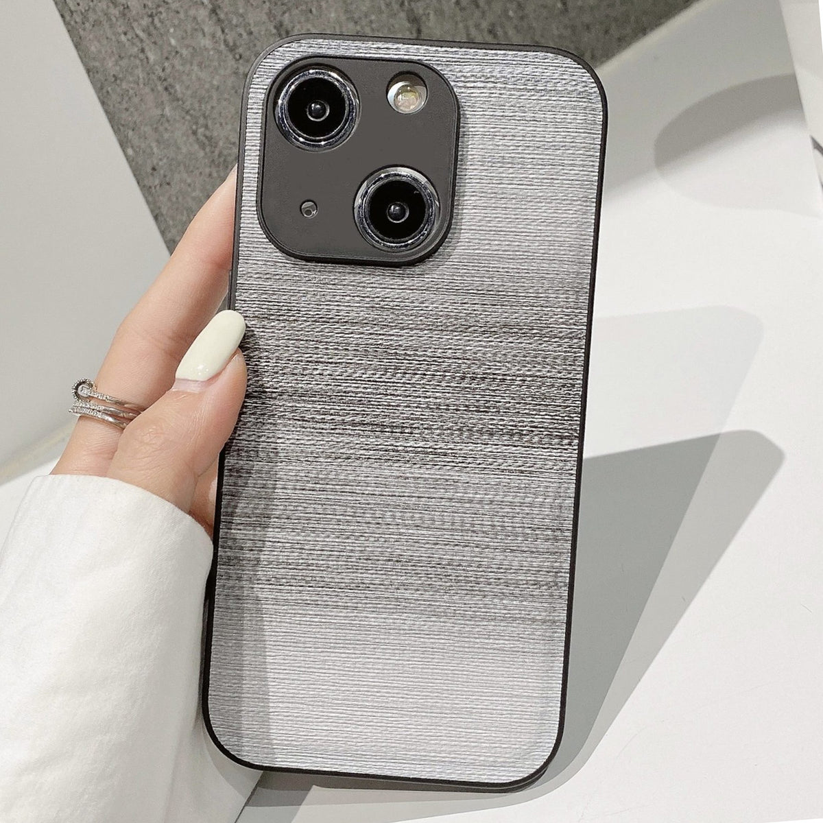 ELECTROPRIME For iPhone 15 Plus PU Coated PC Hybrid TPU Phone Case(Gradient Black)